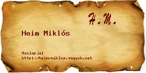 Heim Miklós névjegykártya